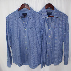 Lot of 2 American Eagle Striped Blue Shirts